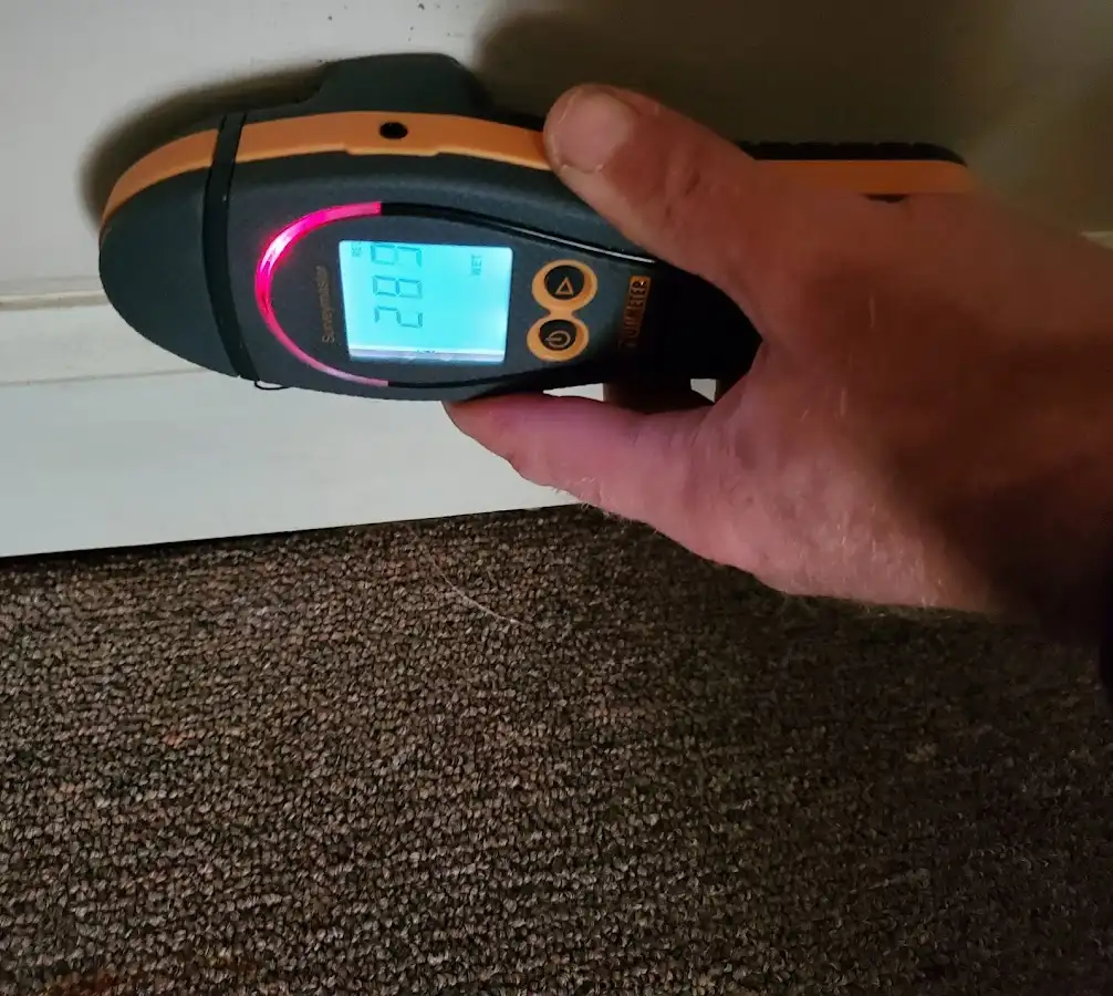 Moisture detection at baseboard during Mold Inspection & Testing in Upper Milford